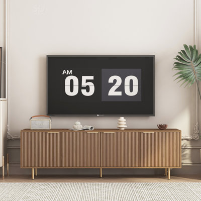 Modern Fluted Wood TV Stand, 68 Inch Entertainment Center With Storage Doors, Media Console Cabinet For 55+ Inch Tvs, Living Room | Gift Idea
