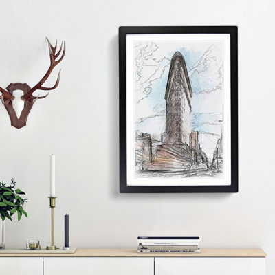 Flatiron Building in New York in Abstract - Picture Frame Graphic Art Print