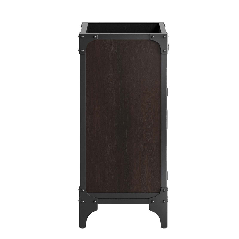 Black Metal and MDF Industrial Bathroom Vanity Cabinet