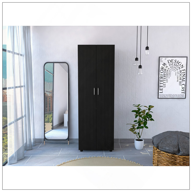 Slim Armoire Barkley, chambre à coucher, noir