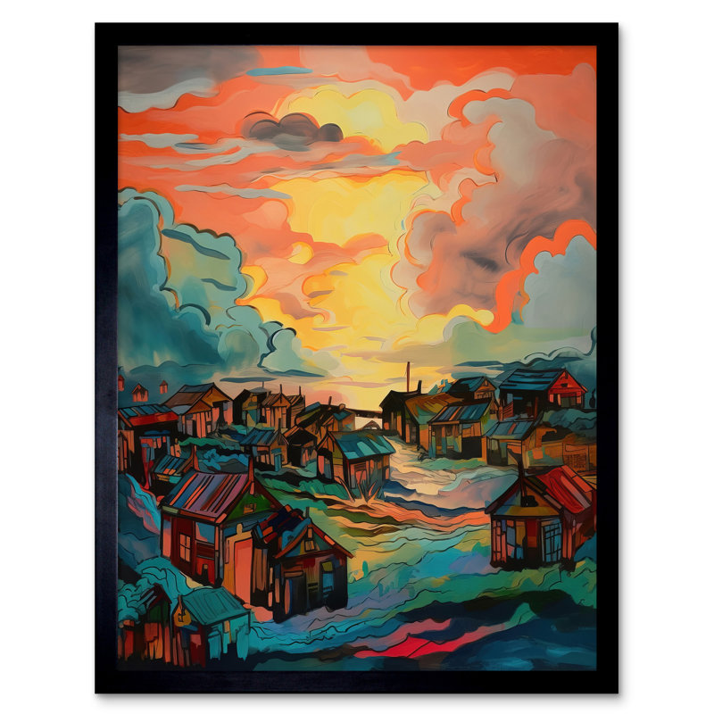 Ultan Atmospheric Clouds Over Mono Fishing Village Cabins At Dawn - Single Picture Frame Print