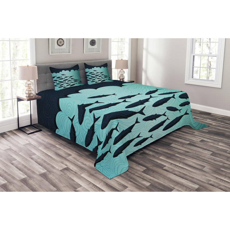Coastal Polyester Coverlet, King Coverlet + 2 Shams