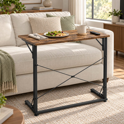 Table d'appoint pliante rustique marron de 80 cm avec cadre en métal