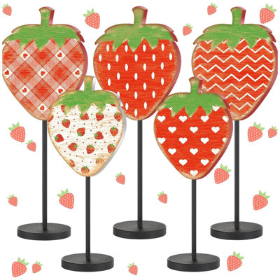 Strawberry Wooden Tabletop Decor Set 5 Piece