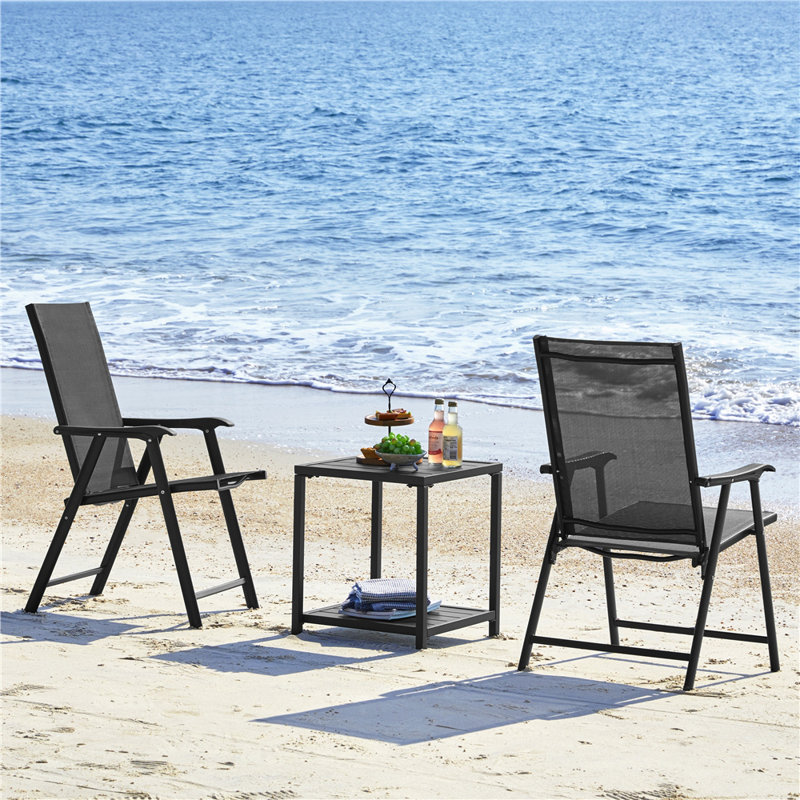 Folding Patio Dining Armchair, 2, Black