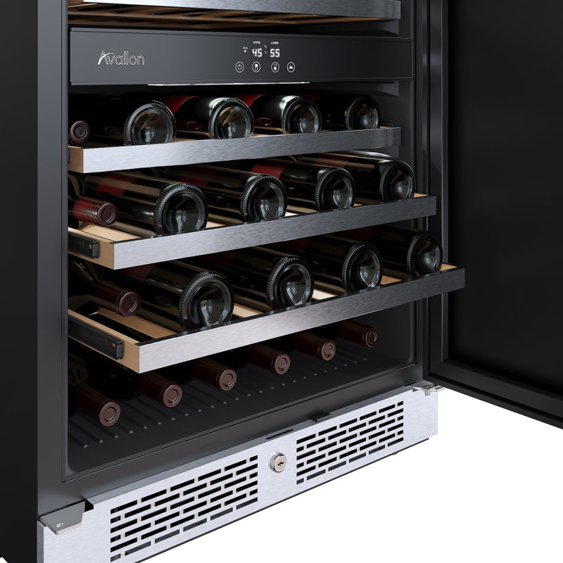 Avallon Dual Zone 23.81'' Freestanding 45 Bottle Wine Refrigerator, Left Handed