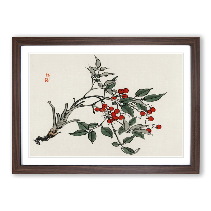 Firethorn Berries by Kono Baireir - Picture Frame Painting Print, 62cm H x 87cm W x 2cm D, Walnut Framed