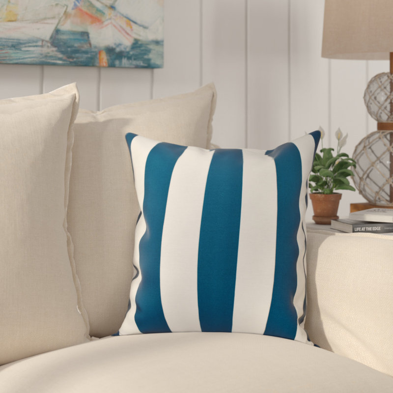 Railey Striped Reversible Throw Pillow, 18" x 18", Morrocan Blue