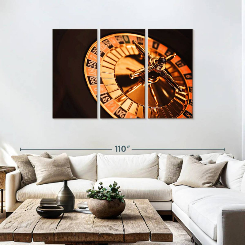 Lit Casino Roulette Wheel, 48" H x 74" W