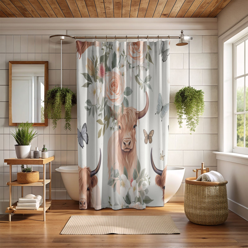 Old Cow - Rideau de douche Premium, H 74 po x l 71 po