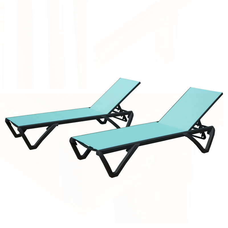 Patio Chaise Lounge Outdoor Aluminum Polypropylene Chair With Adjustable Backrest For Poolside, Beach, Yard, And Balcony (2 Chairs)