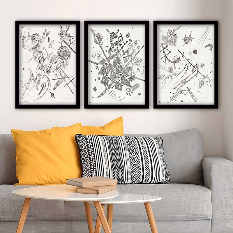 Elegant Decorative Framed Painting Set (3 Pieces), 13.8 x 17.7 inches Each | 100% Wooden with 100% Polystyrene Frame (Thickness: 0.8 inches) | UV Digital Printing, Perfect for Living Room & Home Décor
