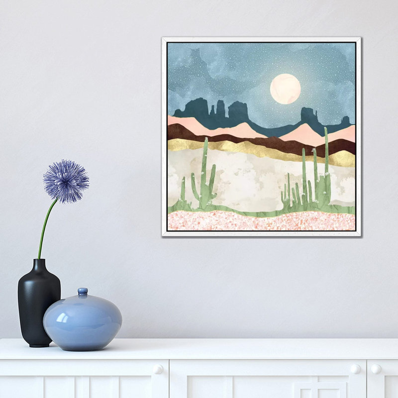 Desert Bloom - Print on Canvas, White Framed, 93.98 cm H x 93.98 cm W