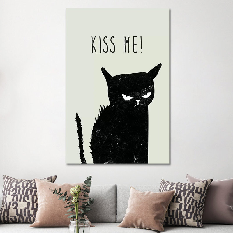 Kiss Me Cat 1 Piece Wrapped Canvas Wall Art, 152.5 cm H x 101.5 cm W