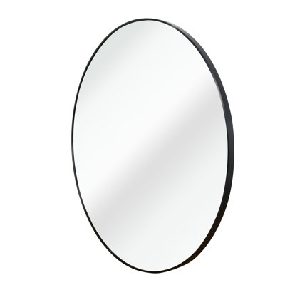 Miroir de salle de bain 16 po noir - verre sans cadre, cadre en alliage d'aluminium, verre 16 mm 4 mm incassable et antirouille