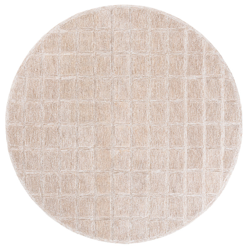 Genre Hand Woven Wool;Cotton Solid Color Rug, Round 6'