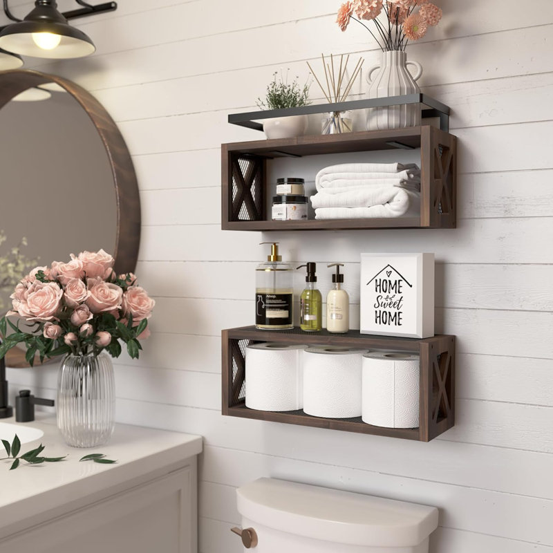 Solid Wood Floating Shelf, Brown