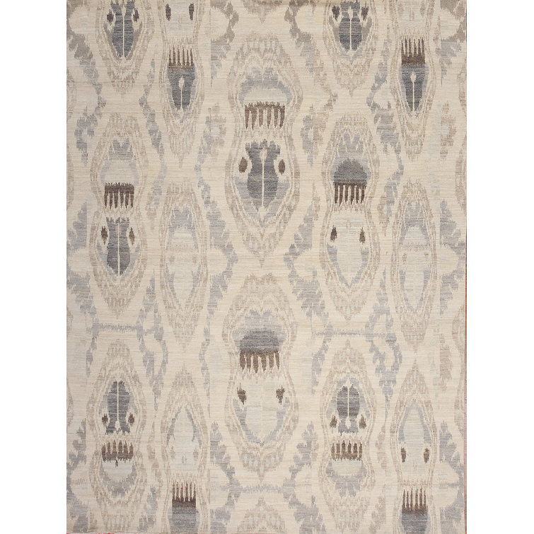 Tapis ivoire en laine noué à la main Jazz Ikat