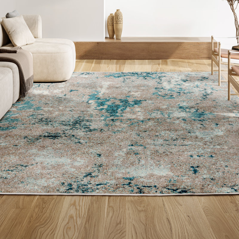 Tapis bleu / gris Lasley, Rectangle 3 pi x 5 pi