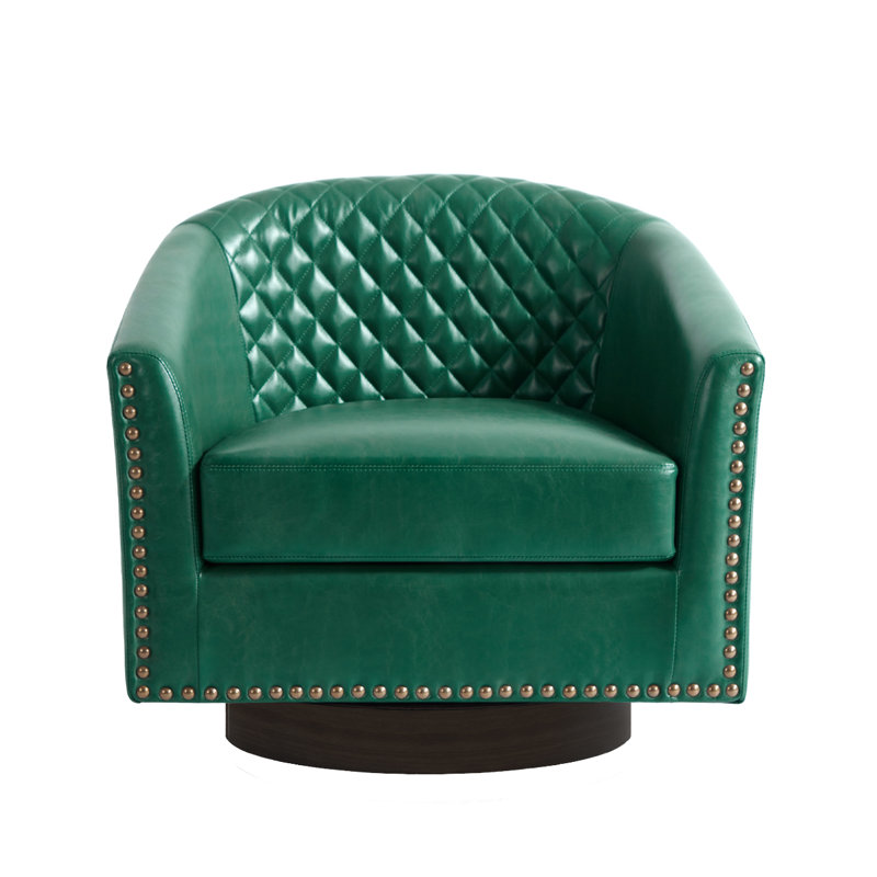 75.2Cm Wide Tufted Swivel Barrel Chair, Green