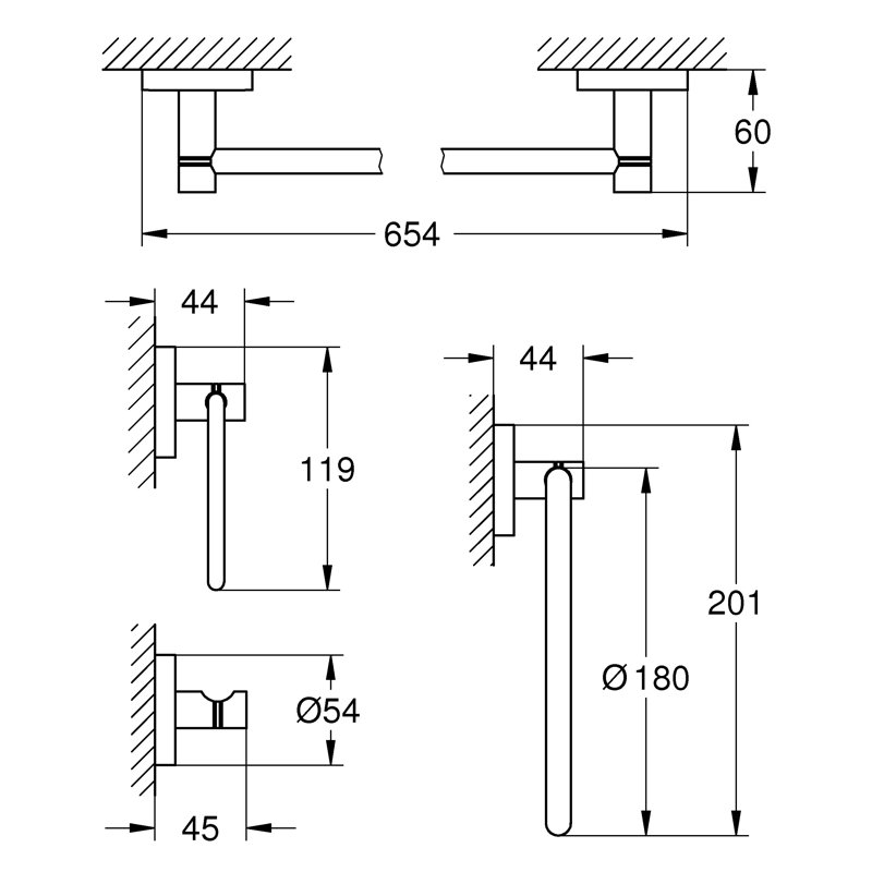 Essentials 4 Piece Bathroom Hardware Set, Brushed Nickel Infinity