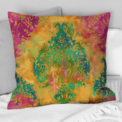 Coussin Boho III vert et jaune