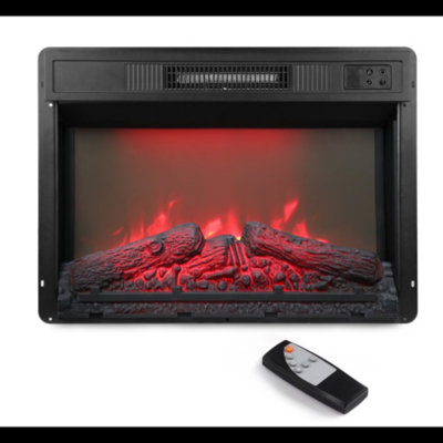 Foyer électrique encastrable noir 23 po avec chauffage 1400 W, flammes DEL multicolores, télécommande et minuterie