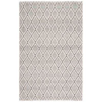 Geometric Handmade Handwoven Wool Area Rug in Grey