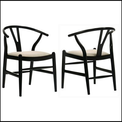 Ensemble de chaises d'appoint à chevrons en bois noir Camerota, de conception ergonomique pour le confort et le style dans n'importe quelle salle à manger