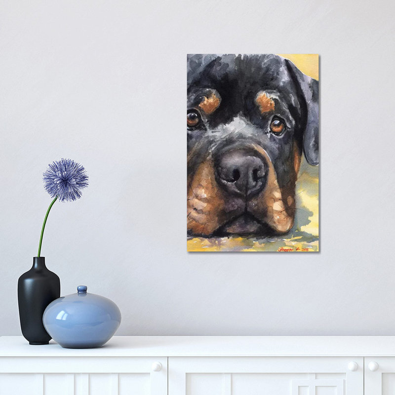 Rottweiler 1 Piece Wrapped Canvas Painting, 30.48 cm H x 45.72 cm W