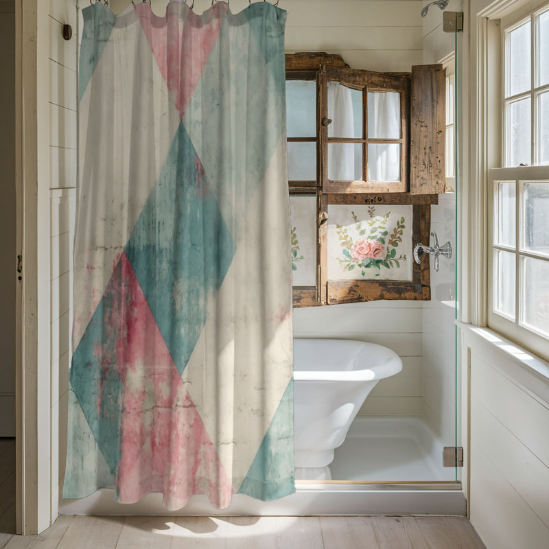Rideau de douche Teal Heritage - Premium, H 74 po x l 71 po
