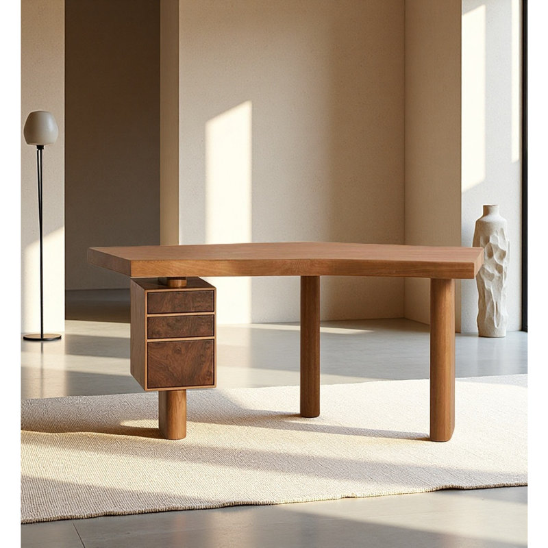 Modern minimalist wooden desk, 29.53" H x 55.12" W x 23.62" D