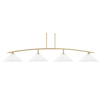 Kurve 4 Light Bar Shown In New Age Brass Finish With 16" Glass