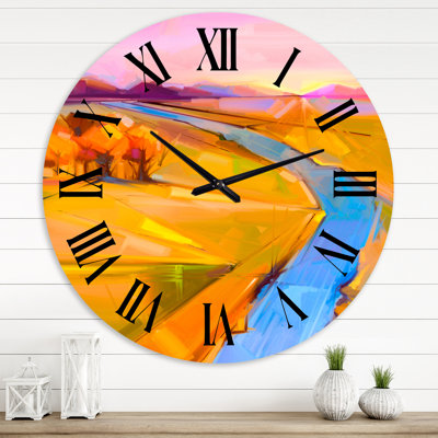 Horloge murale impressionniste, paysage de montagne avec rivière III