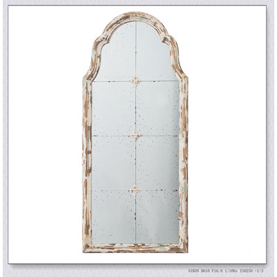 22" x 48" Large Cream & Gold Framed Wall Mirror, Wood Arched Mirror