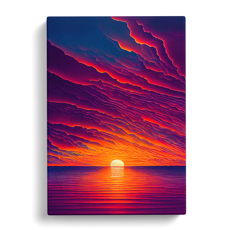 Enticing Ocean Sunset - Wrapped Canvas, 50cm H x 35cm W