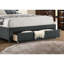Lit de grand lit en tissu gris anthracite en toile de jute avec tiroir et capitonnage-1335655114
