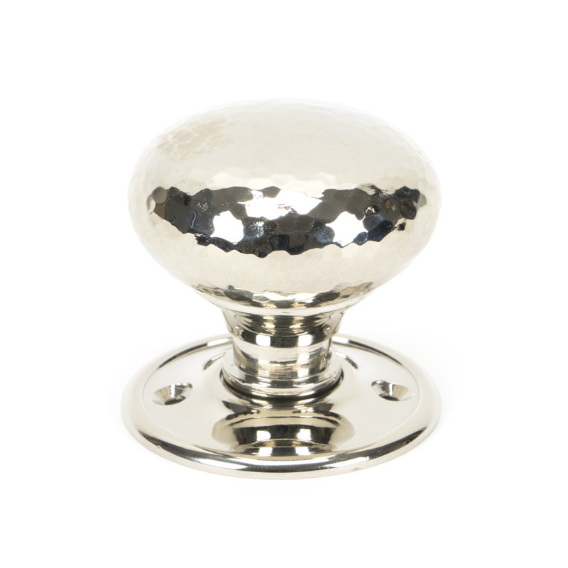 Hammered Mushroom Mortice/Rim Knob Set, Polished Nickel