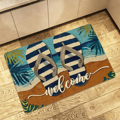 Tapis de plage Beach Flip Flop Welcome 24 x 36 po intérieur et extérieur