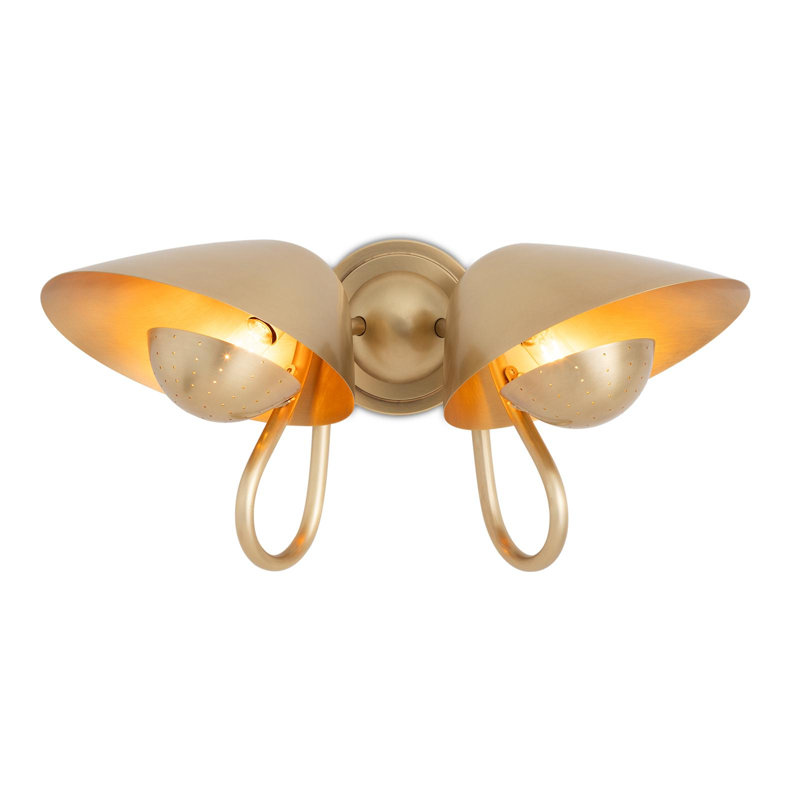 Keaton Sconce Double (Polished Nickel), Natural Brass
