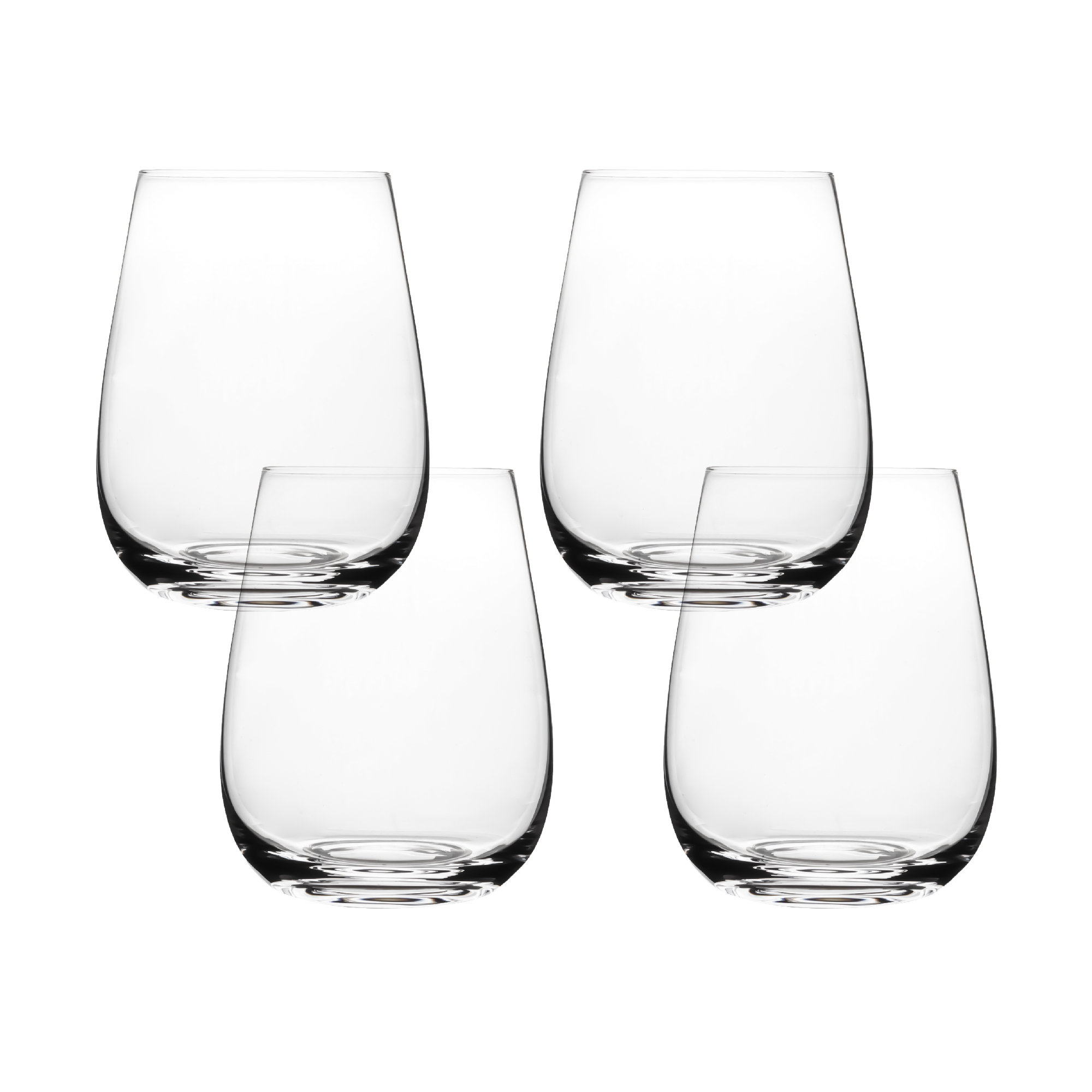over&back Clear Traditional Mouth-Blown Glassware - Set of 4 Classic Stemless, 18 oz.