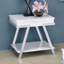 Table de bout blanche de style contemporain avec cadre chromé ultrabrillant