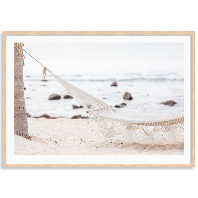 Vacay Print by Carly Tabak, 25" W x 18" H, Natural Wood