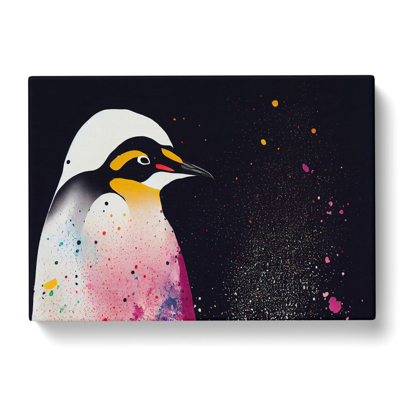 Painted Penguin Abstract - Wrapped Canvas, 35cm H x 50cm W x 3cm D