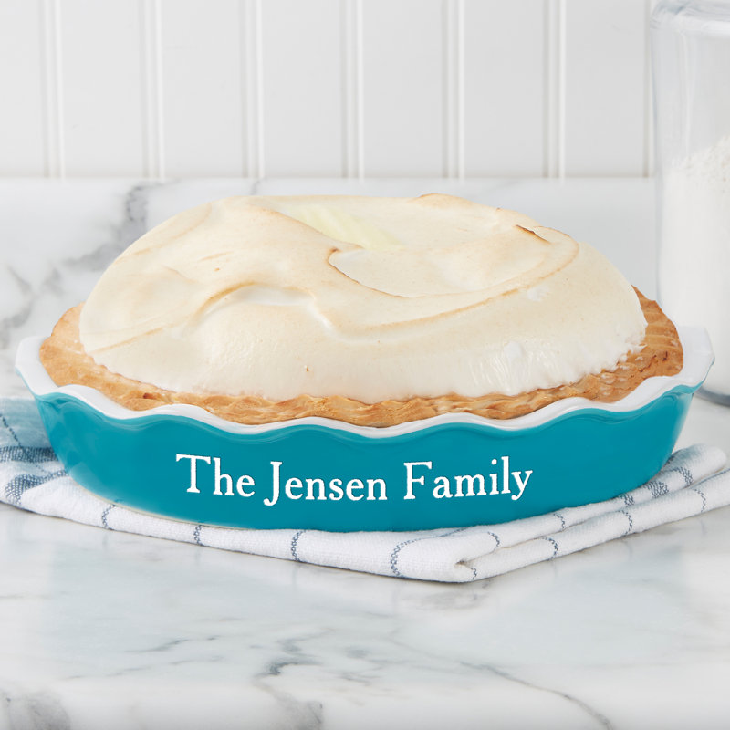Personalized Classic Ceramic Pie Dish, Turquoise