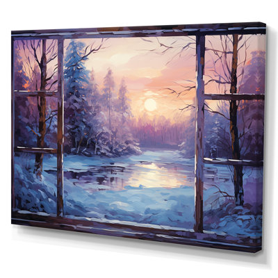 «Purple River Winter Windows II - Winter Landscape», art mural