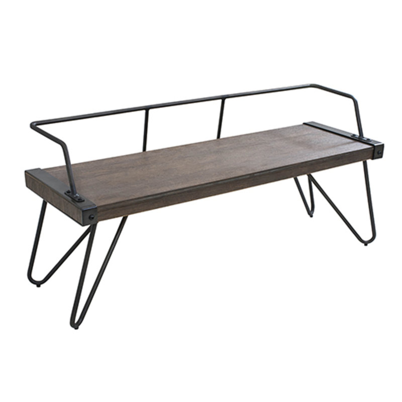 Banc industriel Stefani en noyer antique par Lumisource, Espresso antique / noir