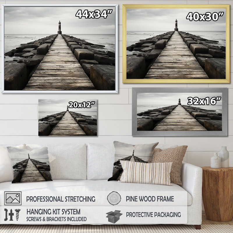 Amanzia - Plage et océan, impressions sur toile, H 30 po x l 40 po x P 1,5 po, Cadre flottant noir