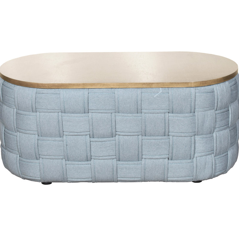 Table basse ovale bleu sarcelle, plateau de table robuste de 15 mm d'épaisseur pour des actions variées, conversation facilitée, tissu en chenille confortable, plateau de table en bois naturel, interactif, teinte texturée douce