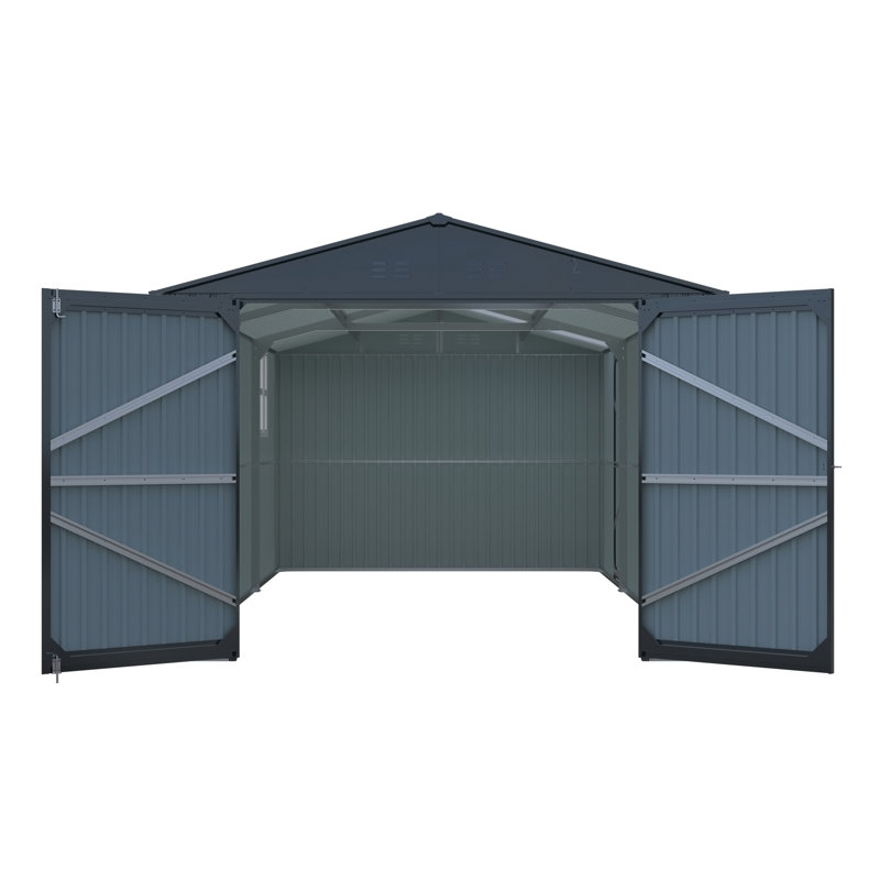 Outdoor Storage Shed 20x13 FT, 100" H x 237" W x 152" D, Black
